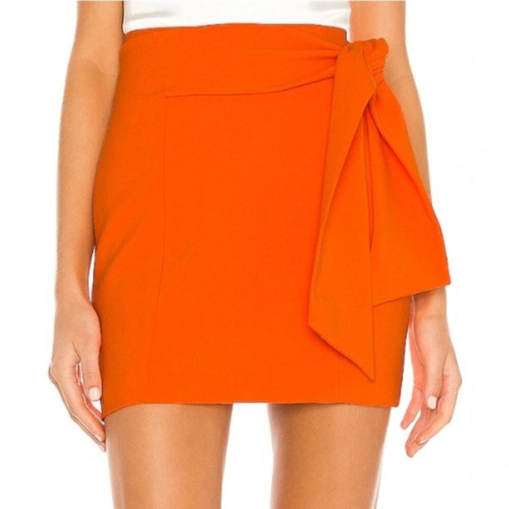 EUC Alice + Olivia Women's Orange Bow Tie Riva Mini Skirt 0